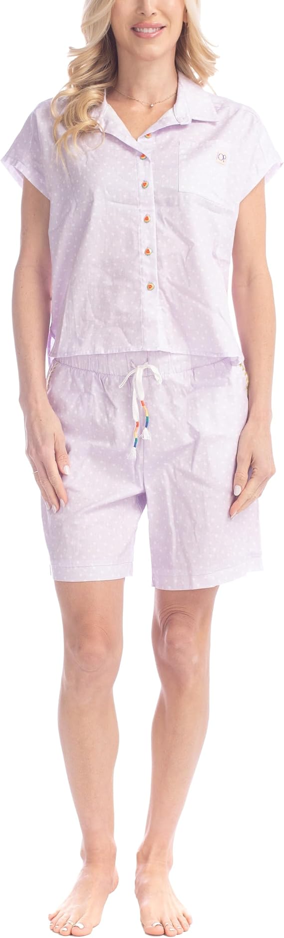 Ocean Pacific Field of Dreams Pajama Set for Women, Short Sleeve Button Down Pjs, Soft 2 Piece Lounge Sets