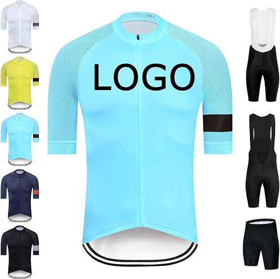 Personalised Cycling Jersey for Men & Women Short Sleeve Quick Dry Elastic Pro Customised Mountain Bike Jersey with Team Name Logo Racing Bicycle Clothes(Blue)