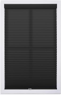 DEZ FURNISHINGS Cordless 1 Light Filtering Pleated Shade, Fabric, 27 W x 64 H, Black