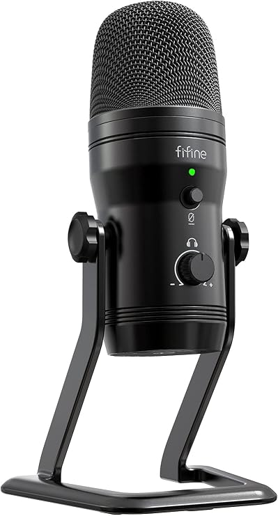 FIFINE K690 USB Studio Recording Microphone for ASMR Zoom-Meeting | Computer Podcast Mic for PC, Mac, Mute Button, Monitor Headphone Jack, Four Pickup Patterns for Gaming, Vocals, Streaming