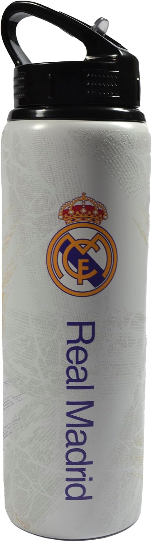 Hy-Pro Officially Licensed Real Madrid CF Aluminium Bottle - 750ml, Integrated Folding Straw, Leakproof, Lightweight, Great Football Gift Idea