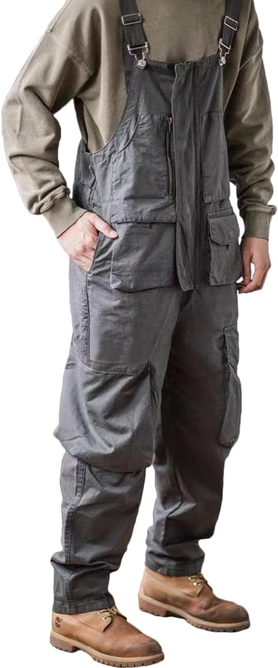 Rexcyril Men's Baggy Bib Overalls Lightweight Cargo Coveralls