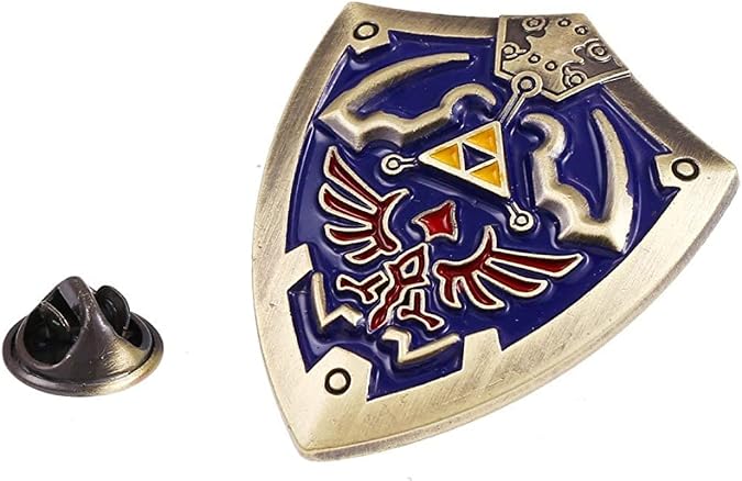 Pin - Hylian Shield Pin - Brooch - Hylian Shield, Blue, Size 1.5