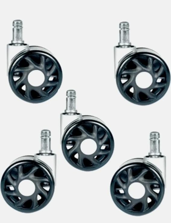 Oyuncu Koltuğu Tekerleği, 5'li Set, Çap 60 mm,Pim Çapı 11 mm,Sessiz Yumuşak Yüzey
