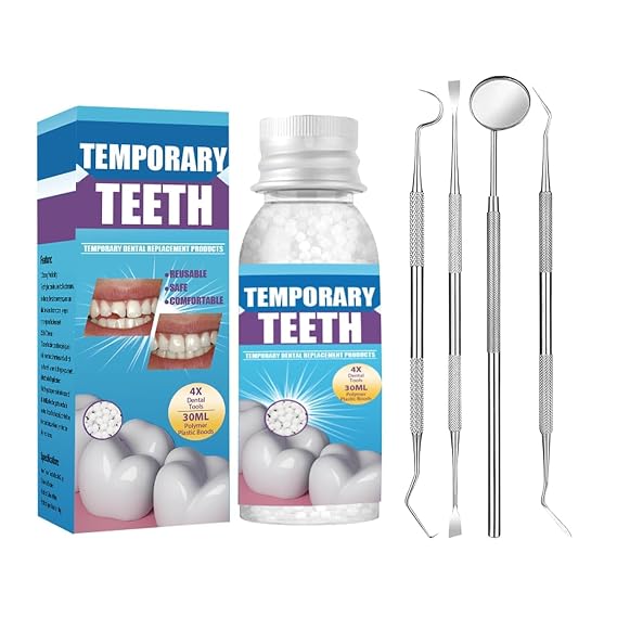 Tooth Repair Kit, temporary tooth filling kit with 4 Shaping Tools, Dental Care Kit Fixing Broken Teeth, Regain Your Smile