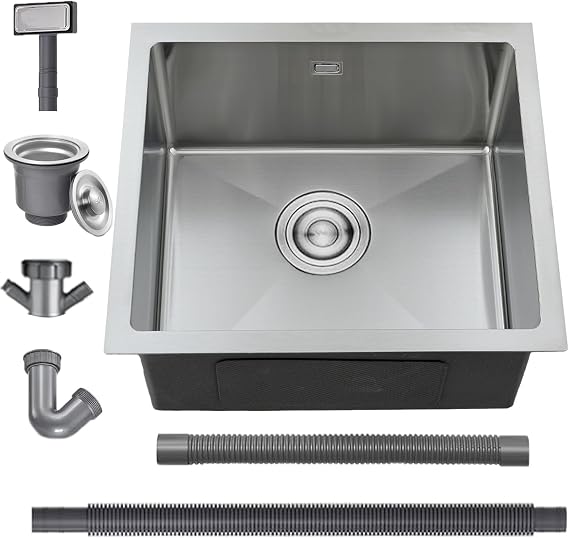 304 Stainless Steel Kitchen Sink, 45x45cm, BoomHoze Undermount Single Bowl