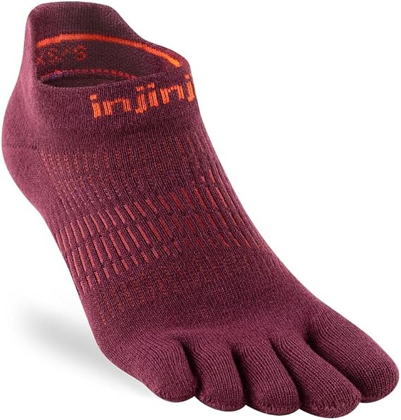 Injinji Women's Run Lightweight No-Show Toe Socks (X-Small/Small, Mahogany)