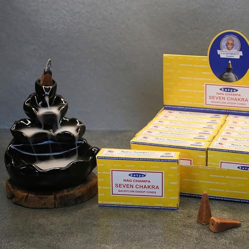 Satya Nag Champa Konik Tütsü- backflow cones Geri AkışkanlıPremium Natural Incense Cones 7 Chakra
