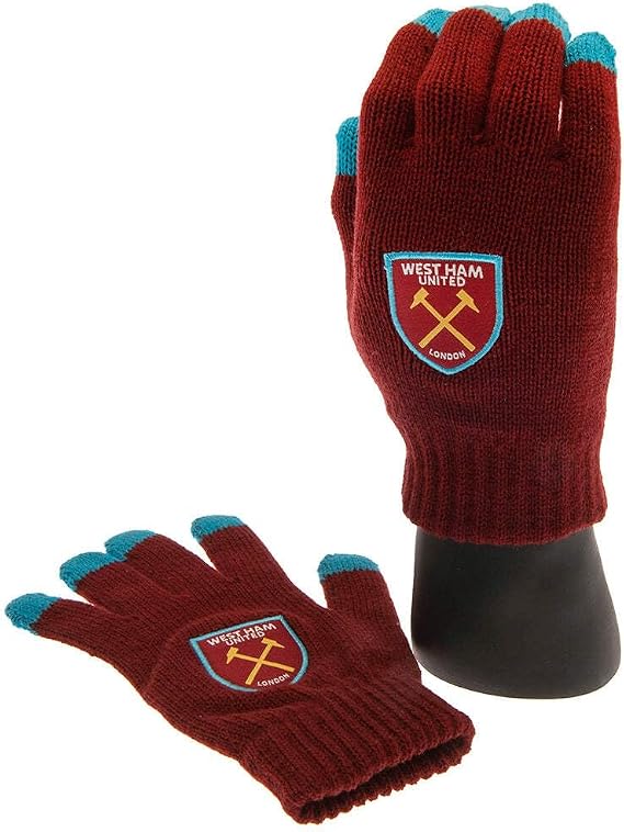 West Ham United Adult Touchscreen Compatible Knitted Gloves - Authentic EPL