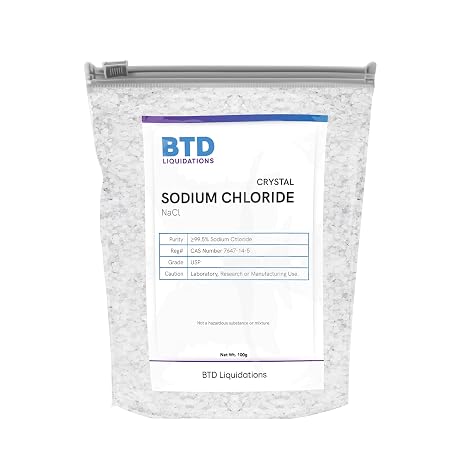 Sodium Chloride Crystal 99.5% Pure, USP Grade, CAS 7647-14-5 100g