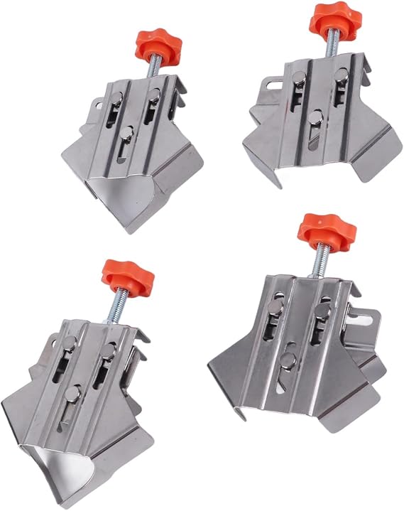 Right Angle Clamps, Heavy Duty Stainless Steel Adjustable Woodworking Corner Clips for Precise 90 Degree Joint Assembly in Wood Metal Projects 4PCS Set