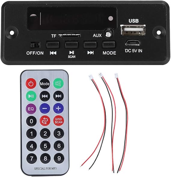 Ejoyous MP3 Bluetooth Decoder Board, MP3 Decoder Module Digital Display Amplifier Player Module 2x3W Black Supplies with Remote Control