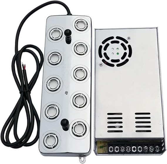 110V 4.5kg/h 3500-5000ML/H Industrial 10 Head Ultrasonic Mist Maker Fogger Air Humidifier w/Transformer Accessories Fountain Pond Atomizer Greenhouse Hydroponics for Garden/Lawn/Pond