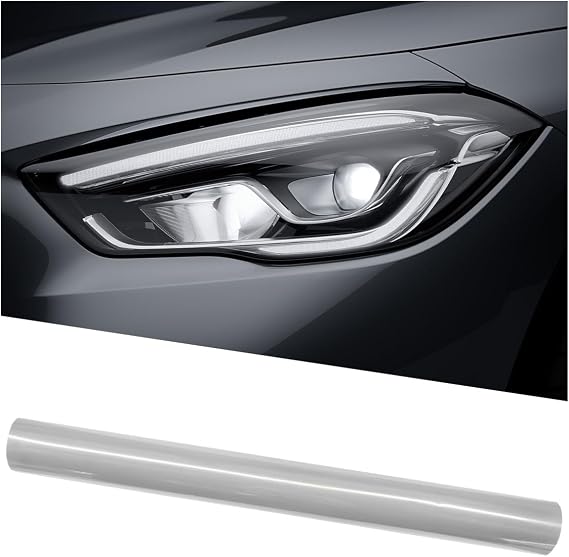 47'' X 12'' Car Light Tint Film, Vinyl Automotive Sticker, Self Adhesive Vehicle Tint Vinyl Wrap, Auto Tinted Accessories for Headlight, Fog Light, Taillight (Transparent)