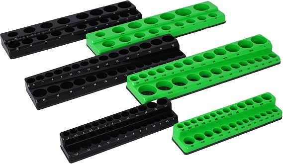 None Magnetic Socket Organizer, One Size, Green and Black