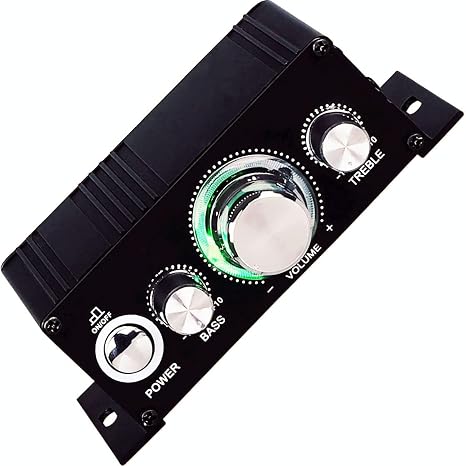 Generic 2 Channel Mini Digital Audio Power Amplifier for Car or Mp3, 2 x 18 Watts Per Channel (12VDC), LED Volume Knob, RCA Input