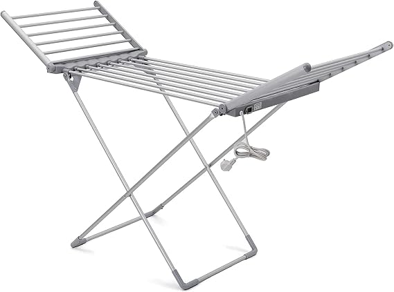 tonchean Heated Clothes Drying Rack, Folding Electric Clothes Drying Rack, Collapsible Laundry Drying Rack, Free-Standing Heating Garment Dryer Towel Rail Space Saving for Home Indoor/Outdoor
