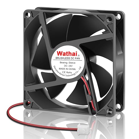 Wathai 24 Volt 80mm DC Brushless Cooling Fan 24V 2Pin 80x20mm DIY Cooler