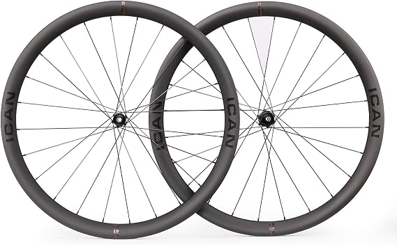 ICAN AERO40II-1180g/AERO50II-1255g Disc Carbon Road Bike Wheelset 700C Disc Brake 23mm Inner Width Clincher Tubeless Compatible