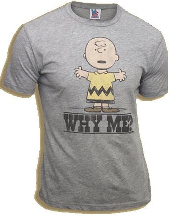 Junk Food Peanuts Charlie Brown Why Me? Gray T-Shirt Tee