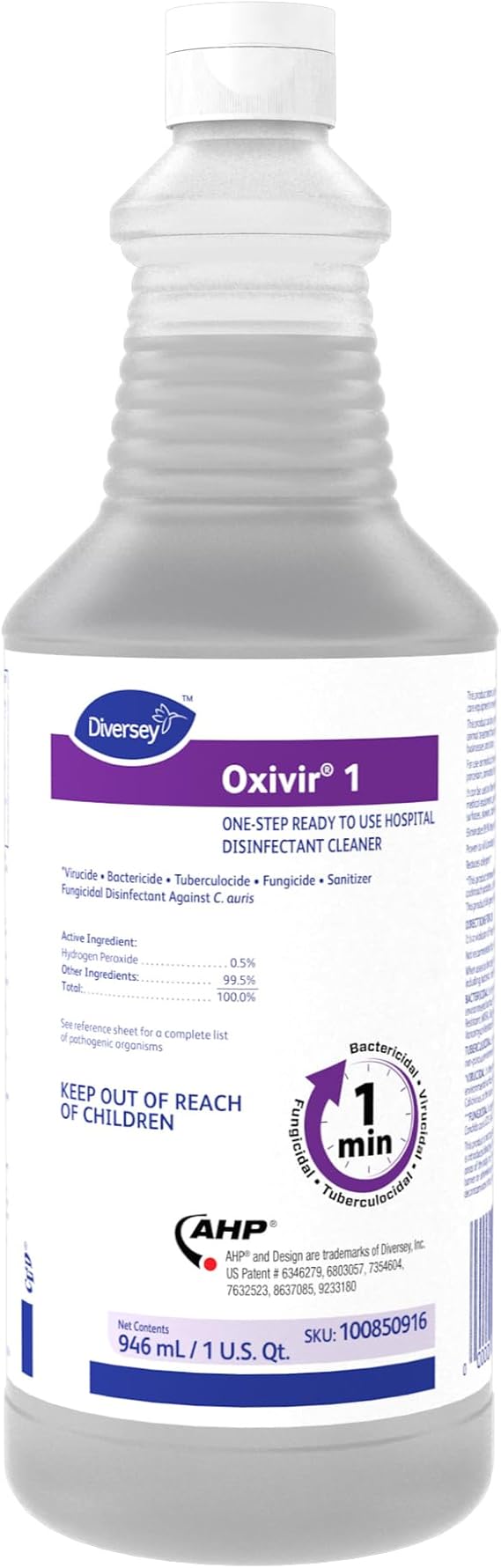 Oxivir Diversey 1 Disinfectant Cleaner, RTU, 32 oz