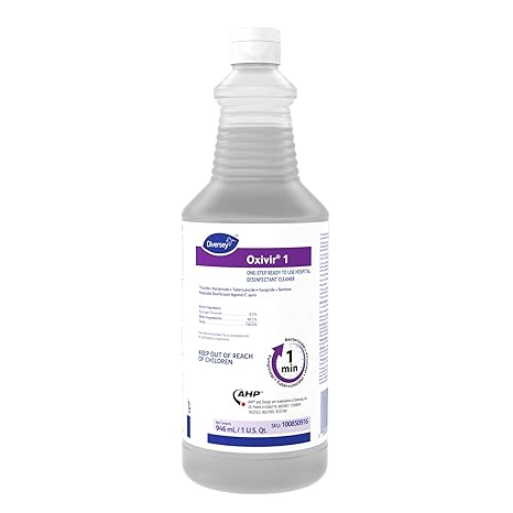 Oxivir Diversey 1 100850916 One Step Hospital Strength Liquid Disinfectant Cleaner, Accelerated Hydrogen Peroxide AHP, Ready-to-Use, 32-Ounce