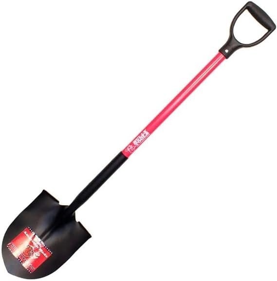 Bully Tools 14-Gauge Round Point Spade Shovel, Metal Body, D-Grip Handle | Heavy Duty Fiberglass Handle, Digging Shovel for Landscaping, Trenching and Planting, Useful Gardening Tool, 100% Made in USA