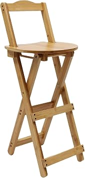 Folding Bamboo Bar Stool with Backrest and Footrest, Portable Bar Chairs,Casual Chairs for Home, Kitchen Island, Breakfast, No Assembly