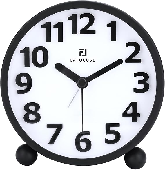 Lafocuse Black Battery Operated Alarm Clocks for Bedrooms Heavy Sleepers