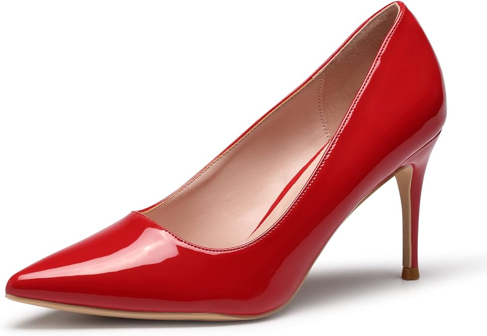 GENSHUO High Heels Pumps for Women Closed Toe 3 Inch Stillettos Heels Dress Shoes