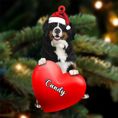 Personalized Bernese Mountain Dog Sitting Holding Heart Christmas Ornament, Tree Decorations, Dog Lovers Gift Idea, Xmas Decor, Birthday, Holiday
