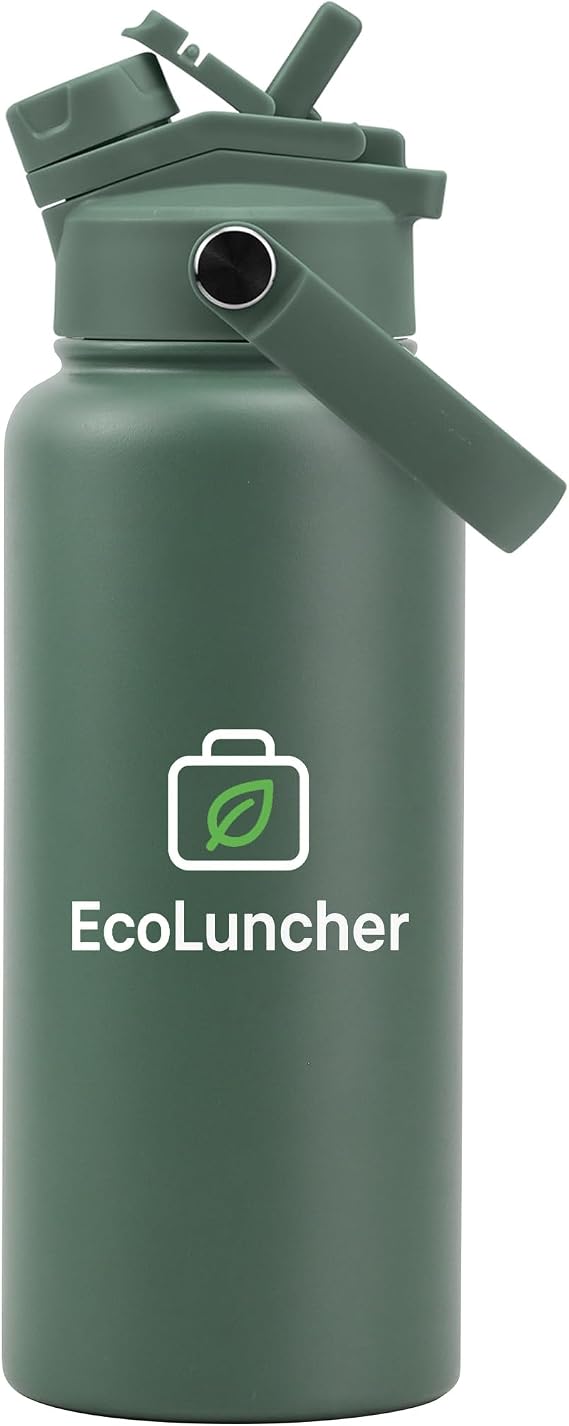 32 oz Premium Stainless Steel Water Bottle Eco-Friendly, LeakProof, Double-Wall Insulated, Keeps Drinks Hot & Cold All Day (green)