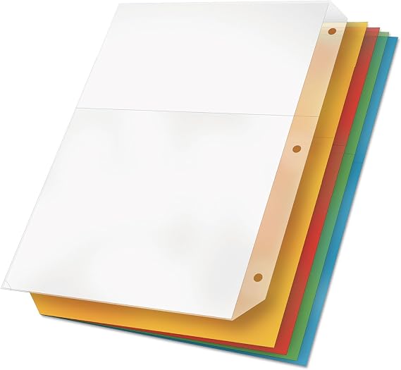 Cardinal Poly Ring Binder Pockets, 11 x 8-1/2, Assorted Colors, 5/Pack (84007)
