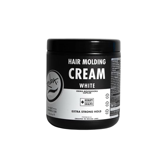 Rolda White Molding Hair Cream for Men - Curl-Defining Hair Styling Cream with Medium-Strong Hold, Natural Finish & Medium Shine - Moisturizing & Anti-Frizz Formula - Alcohol & Paraben-Free (17.6 oz)