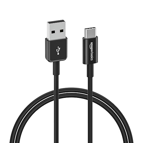 Amazon Basics USB-C to USB-A 2.0 Fast Charger Cable, 480Mbps Speed, USB-IF Certified, for Apple iPhone 16/15, iPad, Samsung Galaxy, Tablets, Laptops, 0.9 m, Black