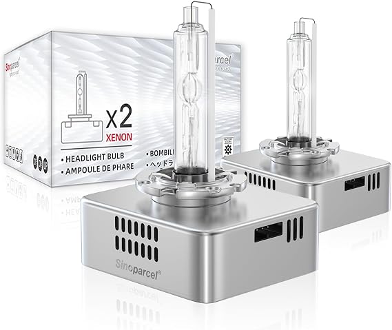 Sinoparcel D5S Xenon Bulb, 6000K White, 25W 2500LM, Whiter & Brighter D5S Headlight Bulb, Suitable for 66540 12410 9285410171, PK32d-7, Pack of 2