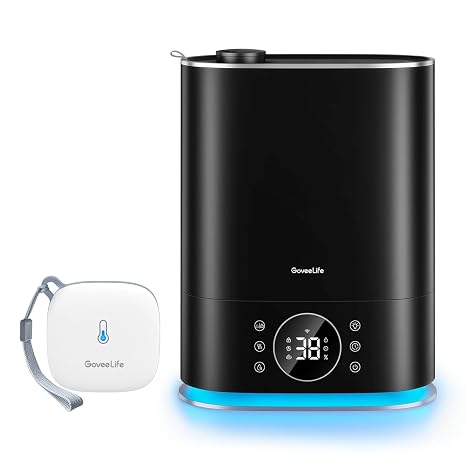 GoveeLife Smart Hygrometer Thermometer, WiFi Temperature Monitor H5179, GoveeLife Smart Humidifiers for Bedroom, Warm and Cool Mist Humidifier for Large Room H7143