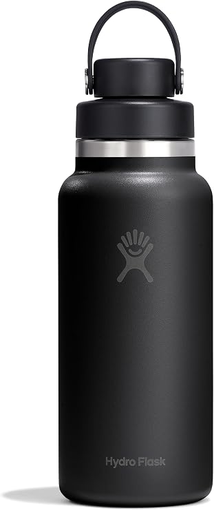 Hydro Flask Water Bottle - Insulated Stainless Steel - Wide Mouth Flex Chug Lid, Non Spill, Leakproof in 32 Oz Tonal Black
