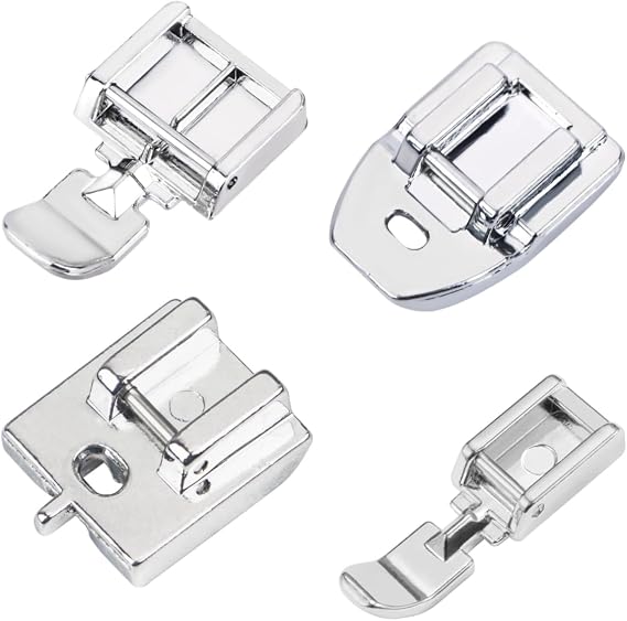 Zipper Presser Foot Kit 4pcs Wide, Narrow, Invisible & Concealed Zipper Presser Feet for Precise Zipper Installation for All Low Shank Snap on Singer, Brother, Babylock, Janome Sewing Machines