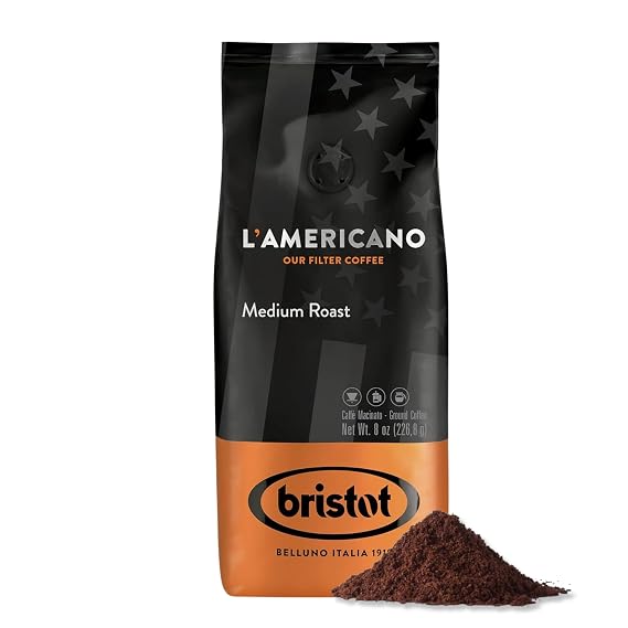 Bristot Lamericano Filter Coffee | Medium Roast Ground Filter Coffee | For Pour-over/French Press/Drip Coffee | 8oz/226.8