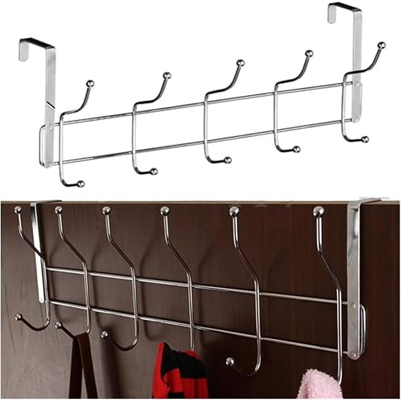Orret Home 12'Li Kapı Arkası Metal Askı,Amerikan Kapı Arkası Askılık,Banyo,Mutfak,Yatak Odası İçin Kapı Arkasına Takılan Krom Askı (1)