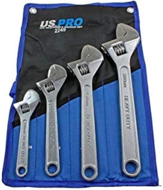 US PRO Tools 4pc Adjustable Wrench/Shifting Spanner Set 6'' 8'' 10'' 12'' Chrome Finish 2249