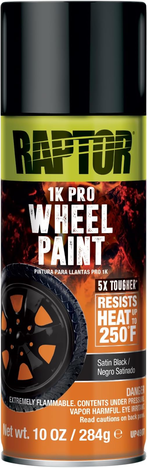 RAPTOR 1K Wheel Paint, Wheel Rim Touch Up Spray Paint, Satin Black