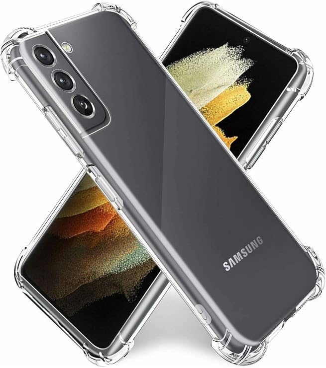 Cover Camera Protected Antishok Airbag Corner Protected Silicone Transparent Case Compatible with Samsung Galaxy S21