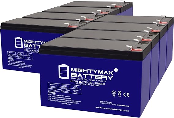 Mighty Max Battery 12V 7AH Gel F1 Replacement Battery Compatible with Eaton 9130 Tower UPS - 8 Pack