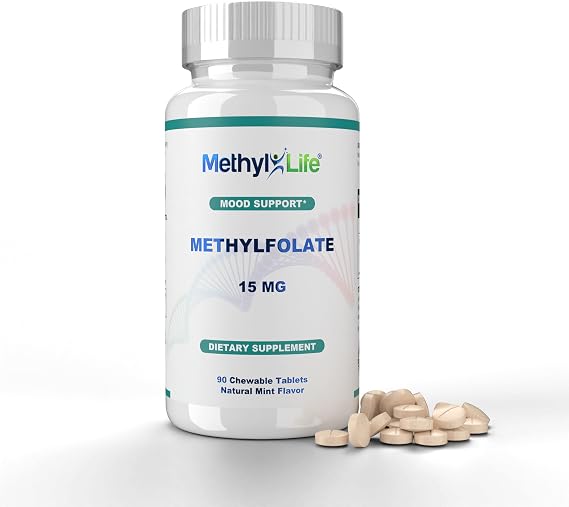 Methyl-Life L-Methylfolate 15 mg for Women & Men Active Folate Supplement with ultrapure Cerebrofolate (L-5-MTHF Calcium) High Bioavailability B9 Support Tasty Chewable Tablets | 90 Count