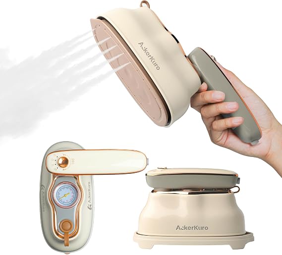 Steamer For Clothes, Steamer & Iron 2 In 1,Portable Handheld travel Steam,1200W 15s Heat Up for Travel Size,Wrinkle Remover,200ml Tank,3 Modes for dress shirts for home travel,Beige, 120V