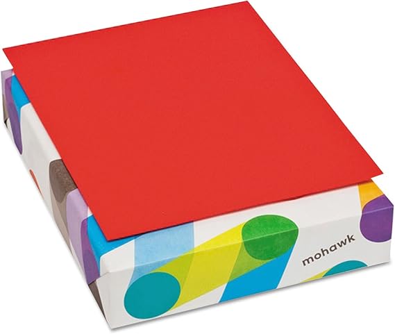Mohawk 101337 BriteHue Multipurpose Colored Paper, 24lb, 8 1/2 x 11, Red, 500 Sheets