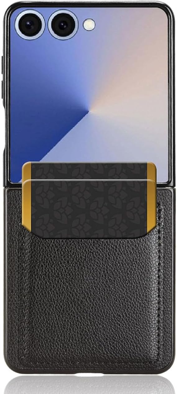 Leather Case for Samsung Galaxy Z Flip 7,Lychee Pattern Minimalist Wallet Phone Case Comfortable Thin Feel Scratch Resistant Cover,Black,Z Flip 7