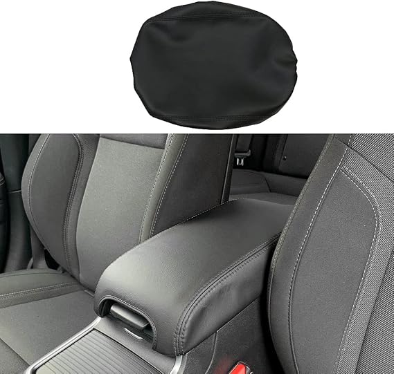 BOYUER Center Console Cover Armrest Leather Pad Cover Compatible with Dodge Charger 2011-2023/Chrysler 300 2015-2023(Black Stitches Black Cushion Neoprene)